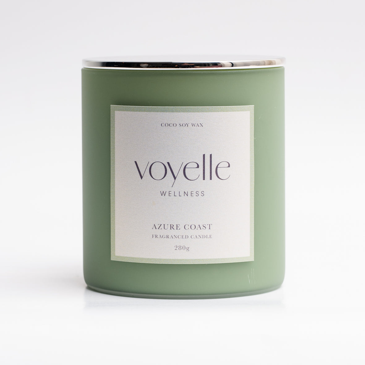 Azure Coast candle in a bright coastal scene — sea salt & sage