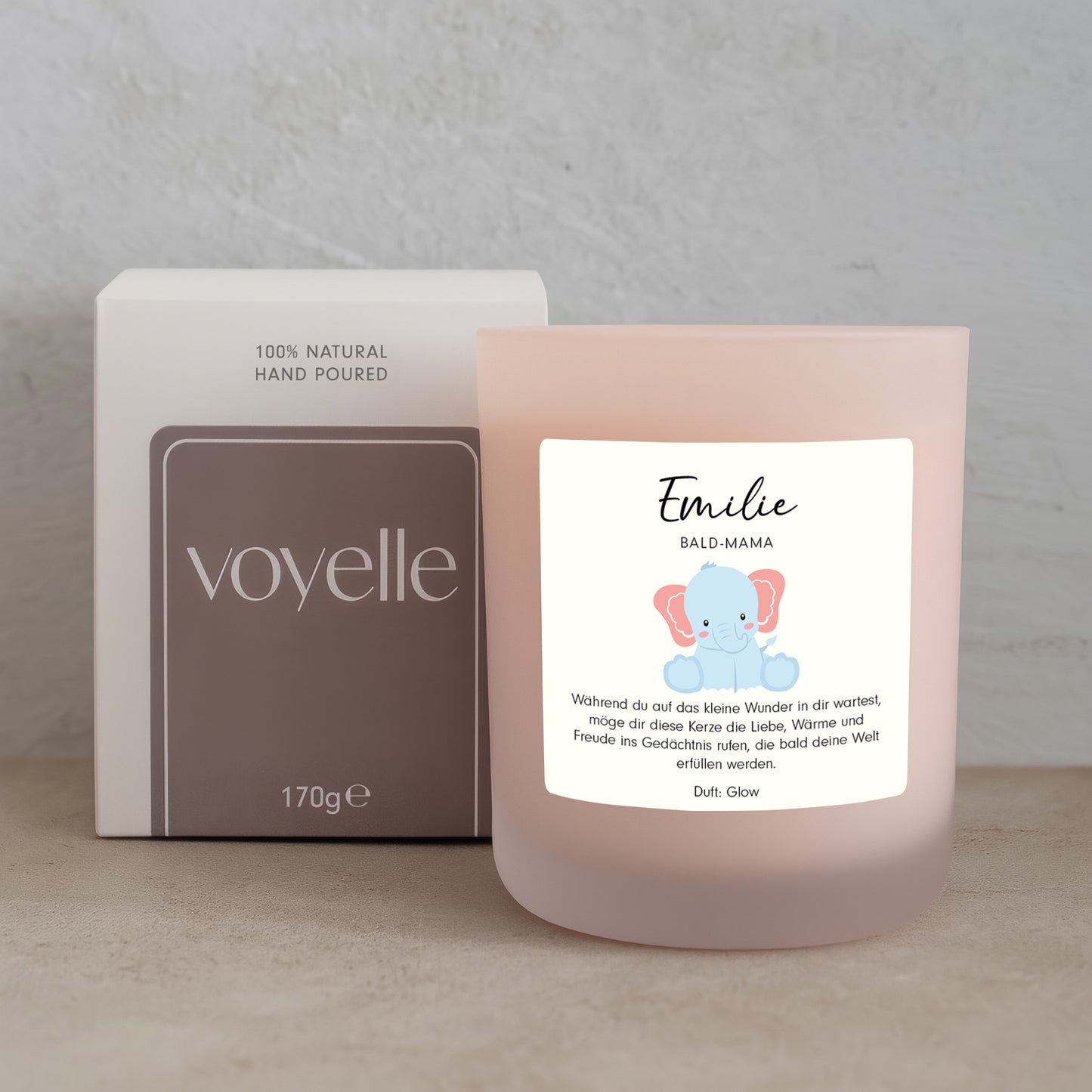Elefant – Werdende Mama Personalisierte Kerze