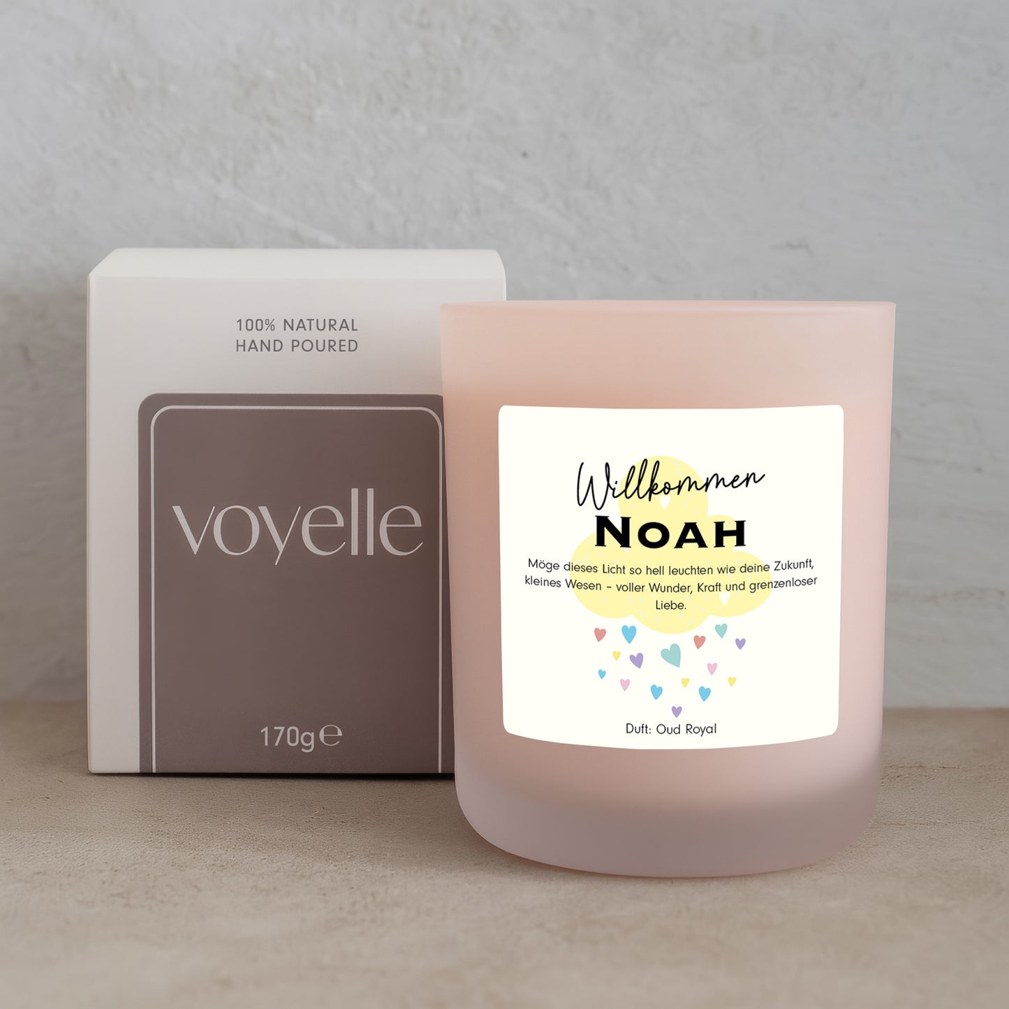 Personalisierte Willkommens-Kerze für Neugeborene