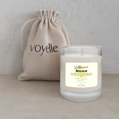 Personalisierte Willkommens-Kerze für Neugeborene