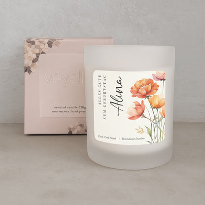 Florale Personalisierte Geburtstagskerze