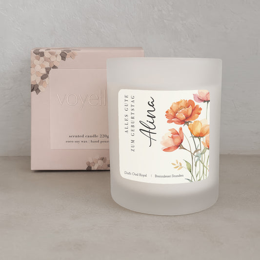 Florale Personalisierte Geburtstagskerze