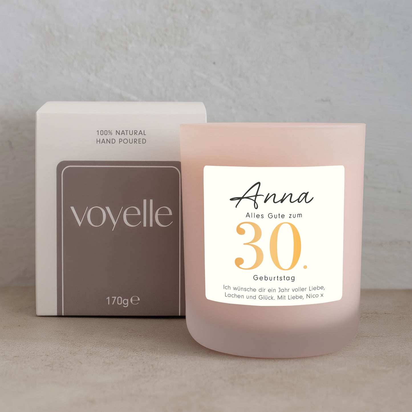 Personalisierte Geburtstagskerze mit Name und Alter