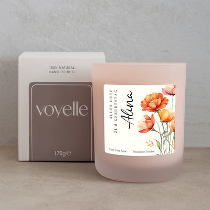Florale Personalisierte Geburtstagskerze