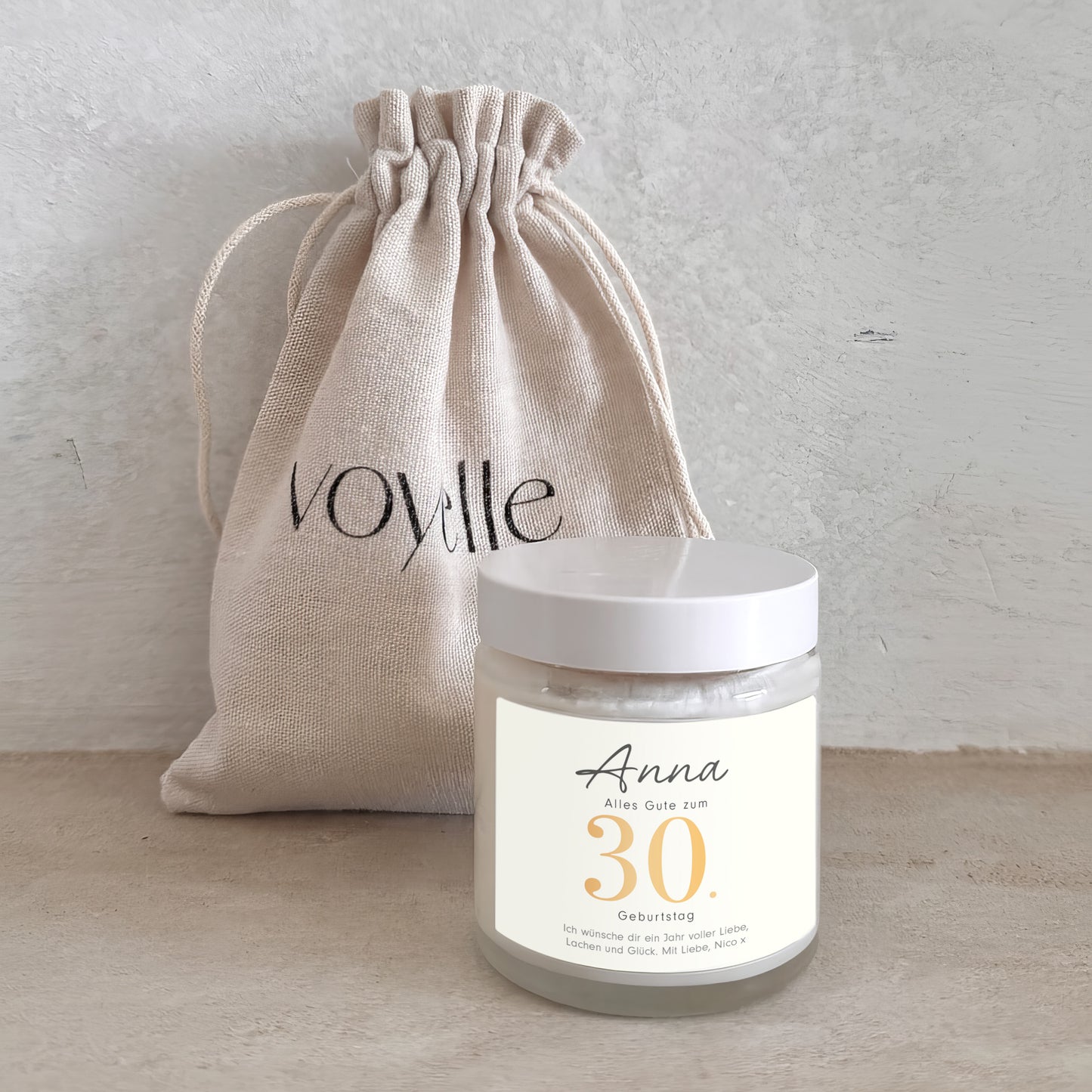 Personalisierte Geburtstagskerze mit Name und Alter