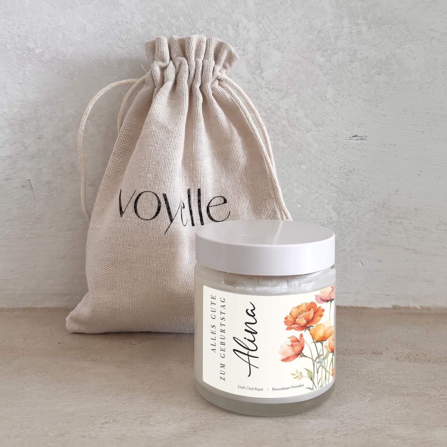 Florale Personalisierte Geburtstagskerze