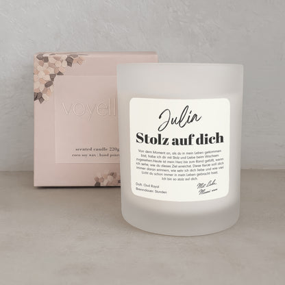 Stolze Glückwünsche – Geschenk Personalisierte Kerze