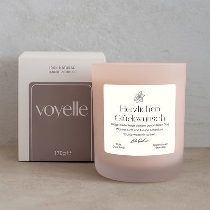 Glückwunsch-Blume – Personalisierte Geschenkkerze