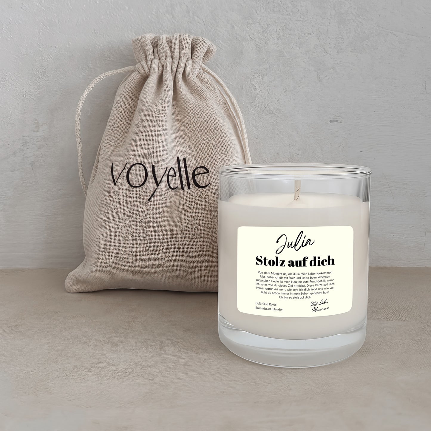 Stolze Glückwünsche – Geschenk Personalisierte Kerze