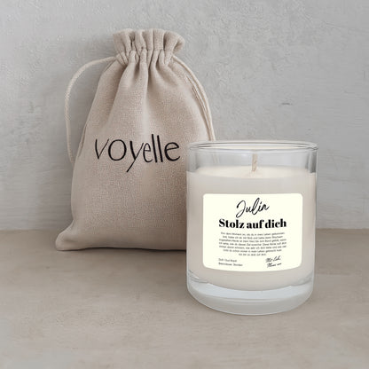 Stolze Glückwünsche – Geschenk Personalisierte Kerze