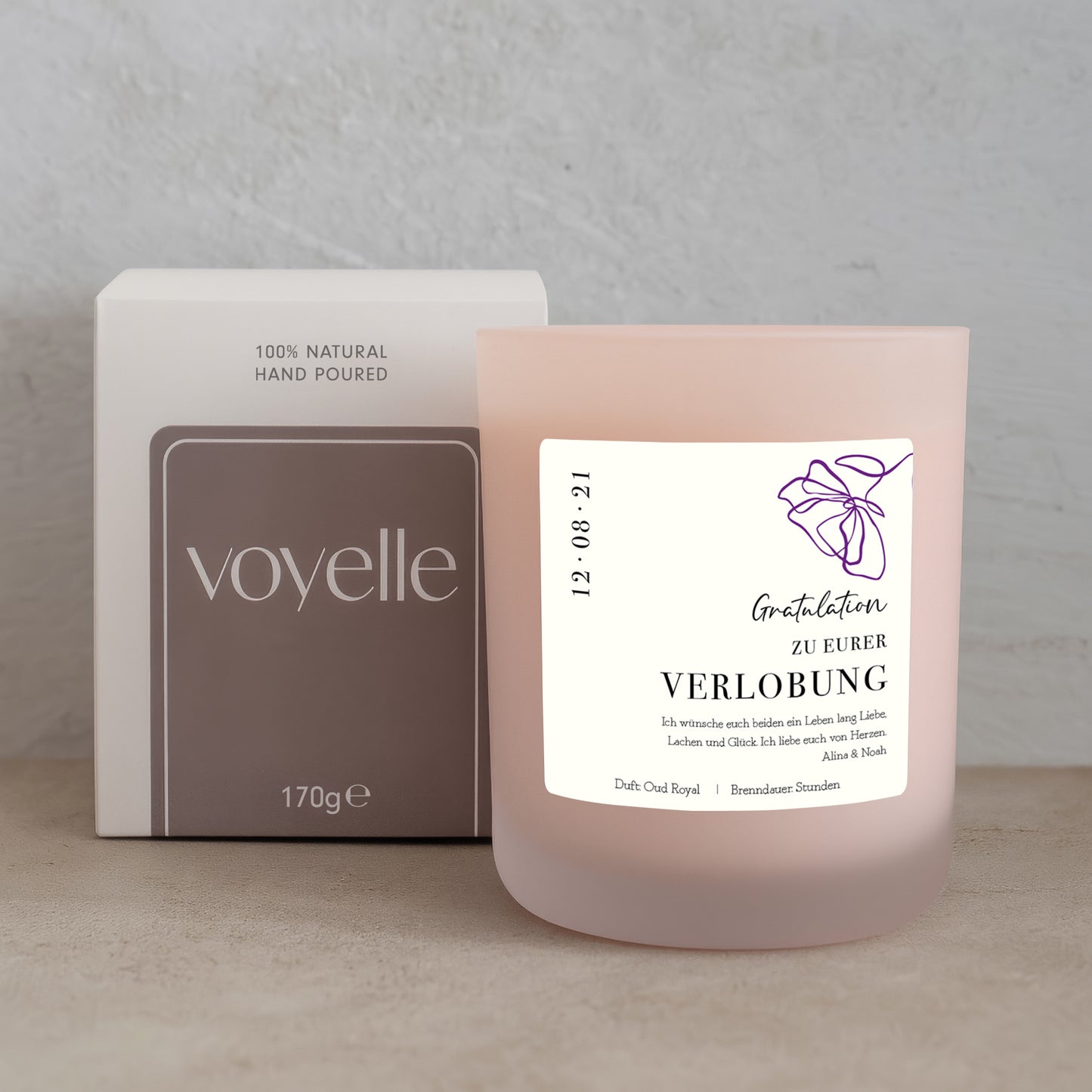 Blumen Verlobungsgeschenk Personalisierte Kerze