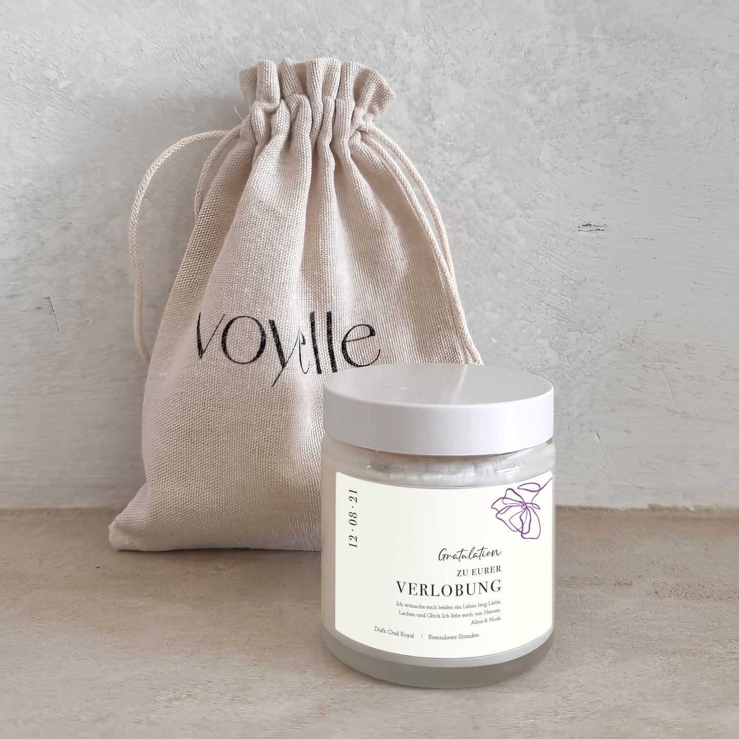 Blumen Verlobungsgeschenk Personalisierte Kerze