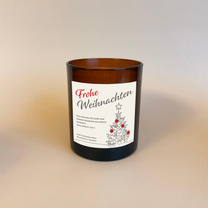 Personalisierte Weihnachtskerze mit Tannenbaum 