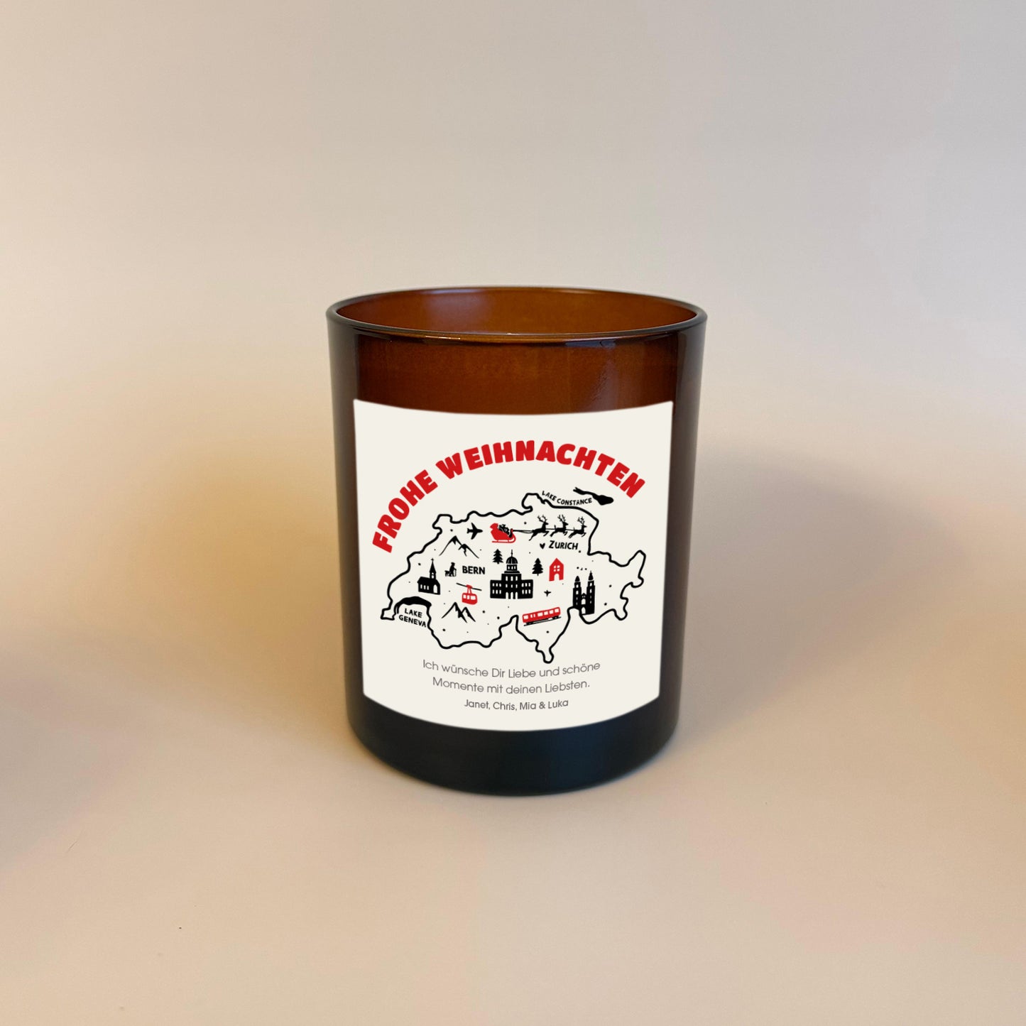 Personalisierte Weihnachtskerze als Geschenk aus der Schweiz