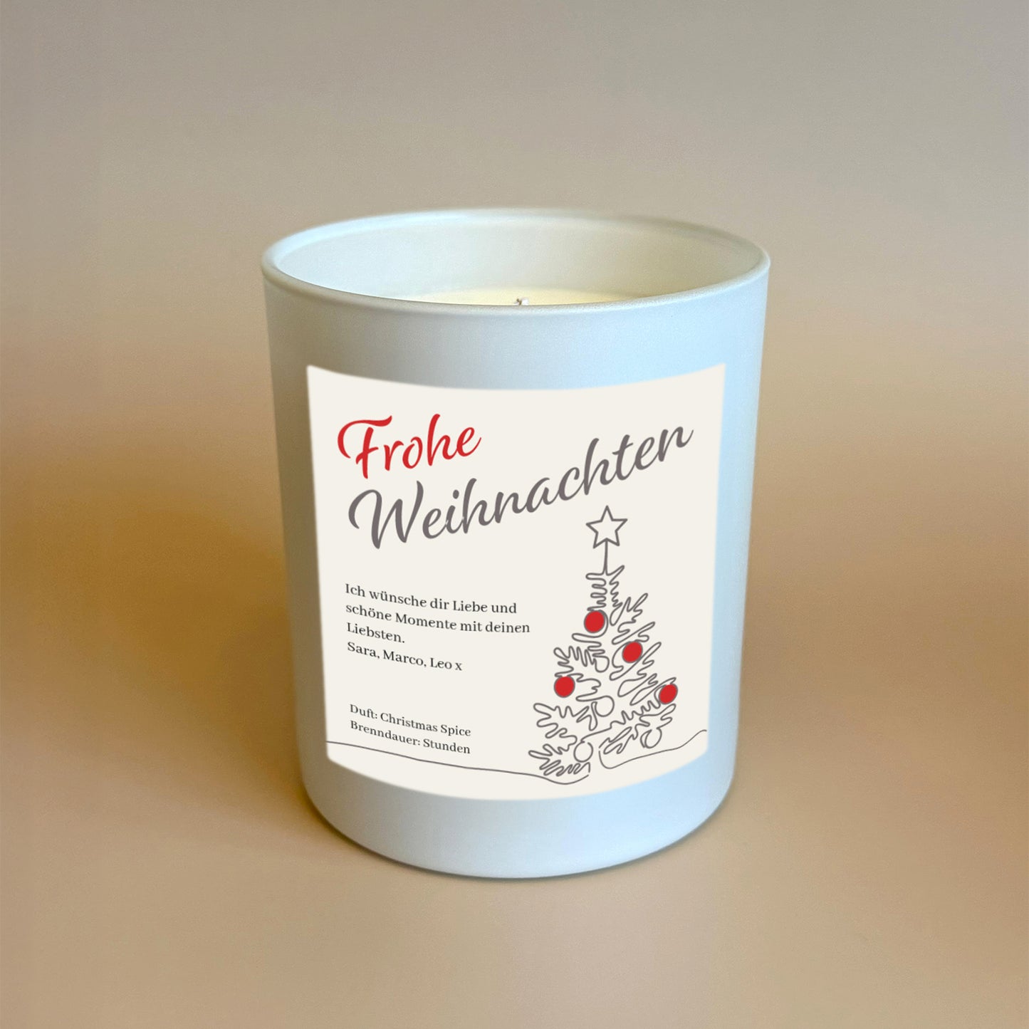 Personalisierte Weihnachtskerze mit Tannenbaum 