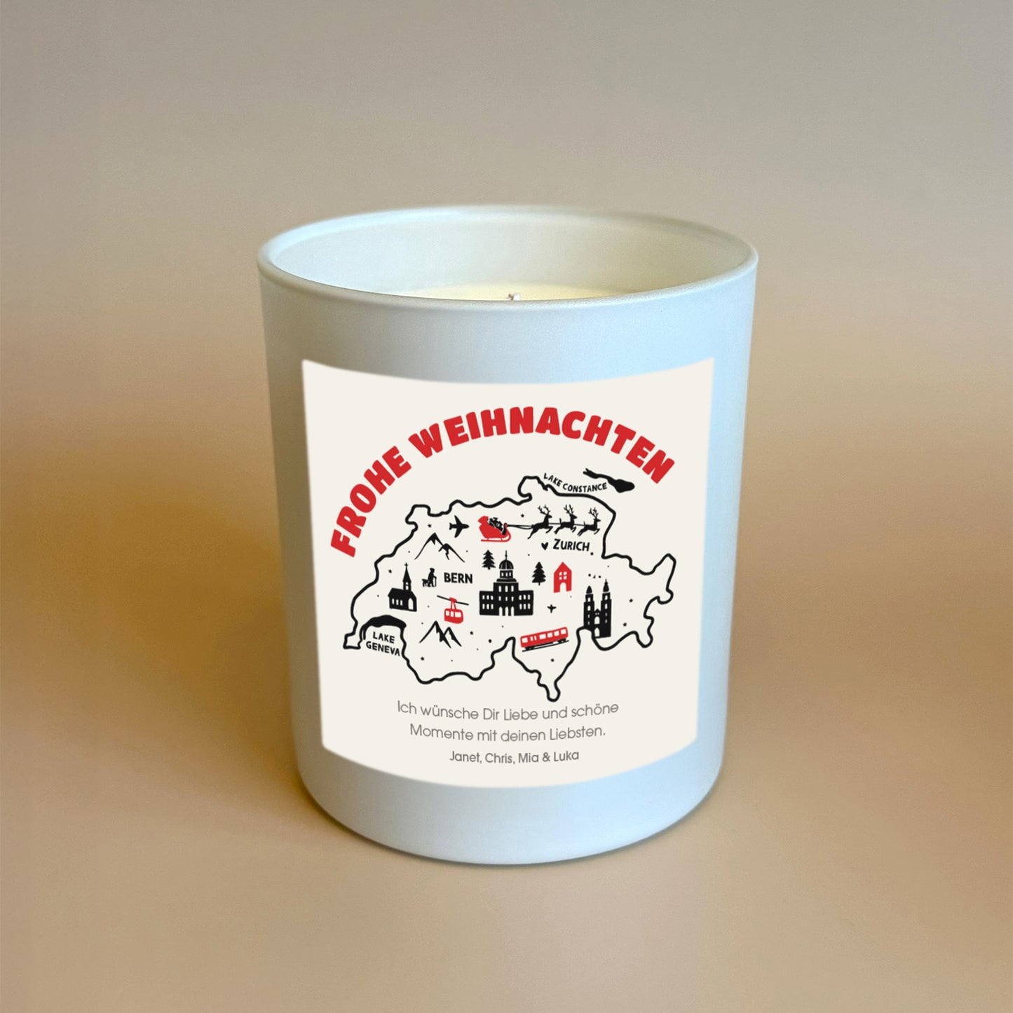 Personalisierte Weihnachtskerze als Geschenk aus der Schweiz