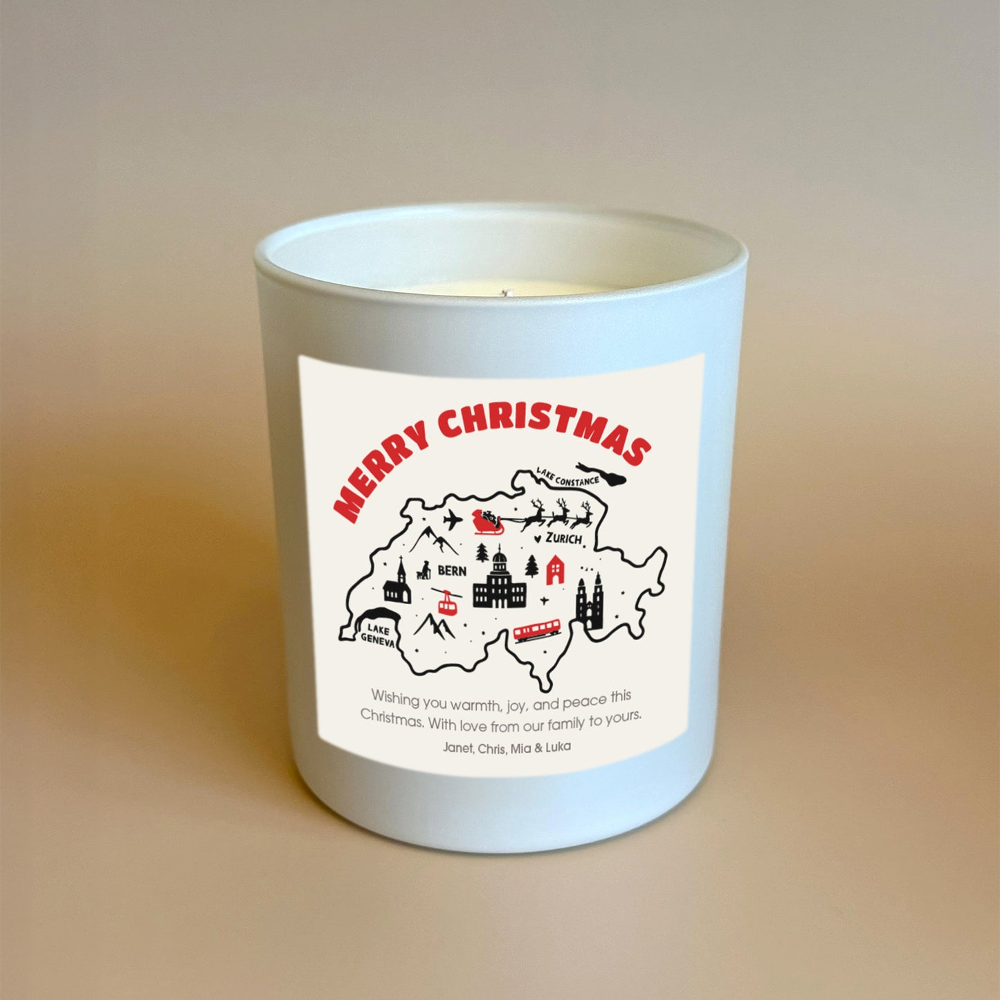Personalisierte Weihnachtskerze als Geschenk aus der Schweiz